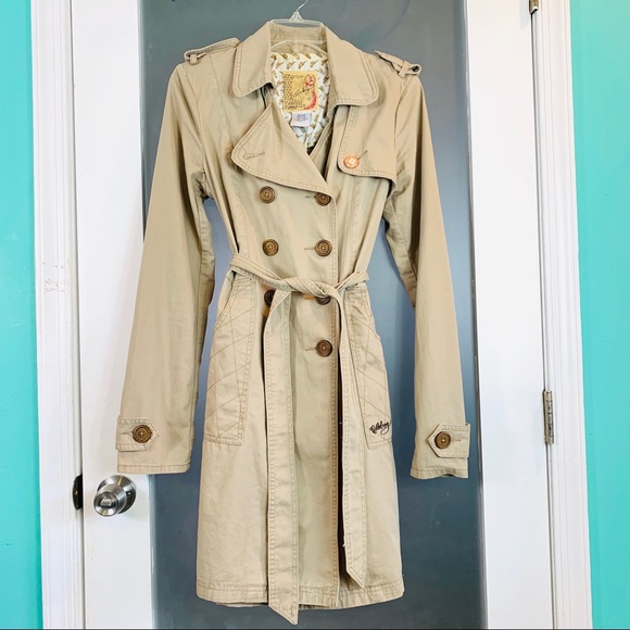 Billabong Jackets & Blazers - Billabong | Tan Long Trench Coat L